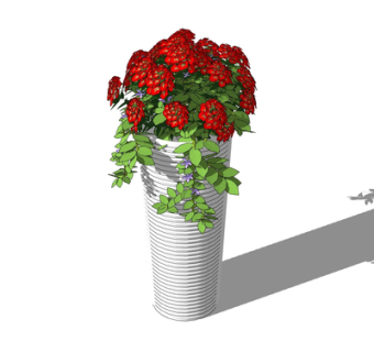 现代花卉盆栽su模型