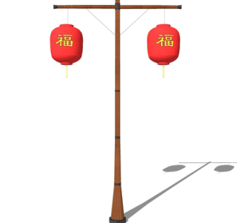 中式实木路灯su模型