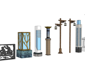 新中式路灯su模型