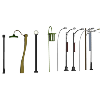 现代路灯组合su模型