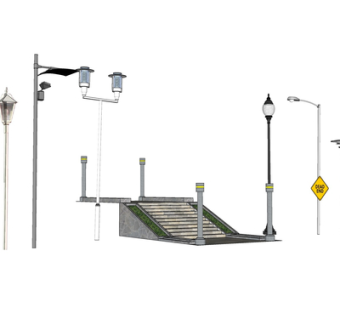现代路灯组合su模型