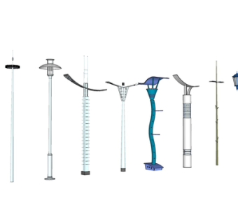 现代路灯组合su模型