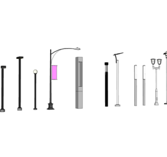 现代路灯组合su模型