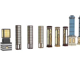 新中式落地灯组合su模型