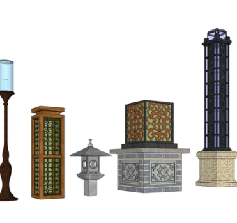 现代户外景观灯su模型