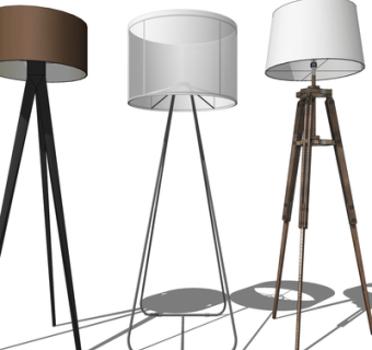 现代实木落地灯组合su模型