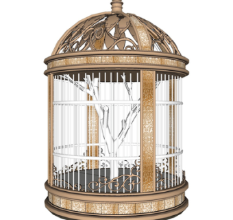 欧式金属鸟笼su模型