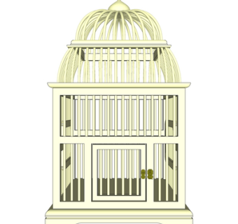 欧式金属鸟笼su模型