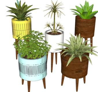现代绿植盆栽su模型