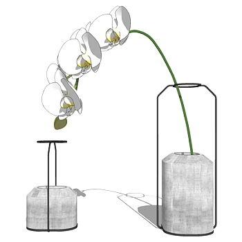 现代蝴蝶兰花瓶su模型