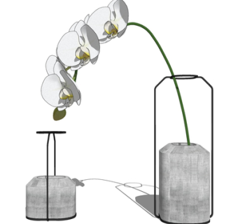 现代蝴蝶兰花瓶su模型
