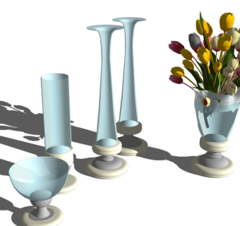 现代花瓶花卉su模型