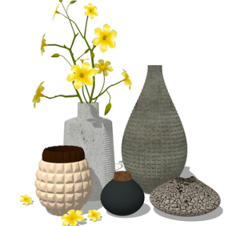 现代花瓶花卉su模型