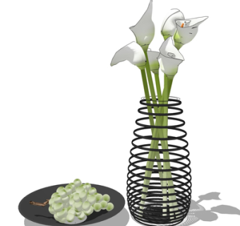 现代花瓶花卉su模型