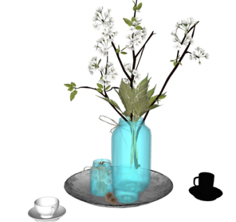 现代花瓶花卉su模型