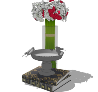 现代花瓶花卉su模型