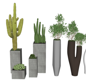 现代绿植盆栽su模型