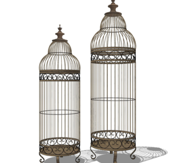欧式金属鸟笼su模型