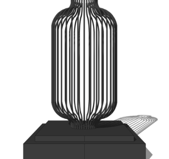 现代金属鸟笼摆件su模型