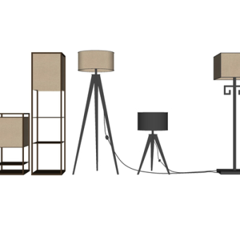 新中式落地灯组合su模型