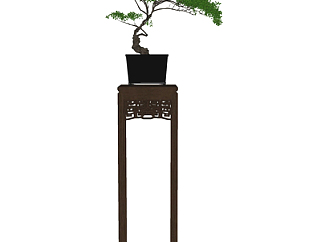 新中式盆栽su模型