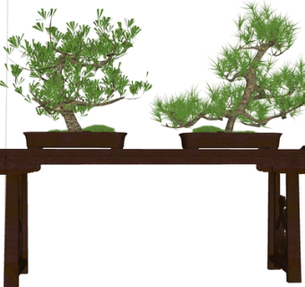 新中式绿植盆栽su模型
