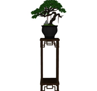 新中式绿植盆栽su模型
