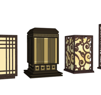 新中式景观灯su模型