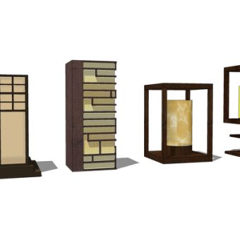 新中式景观灯su模型