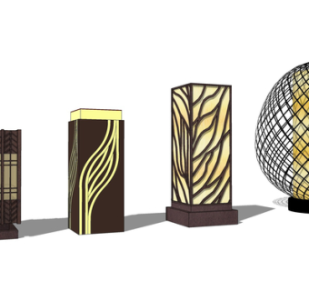 新中式景观灯su模型