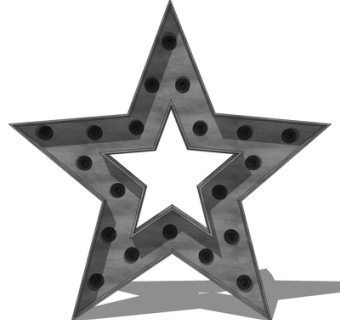 现代五角星霓虹灯su模型