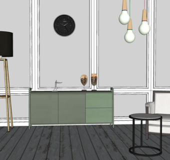 现代实木边柜su模型