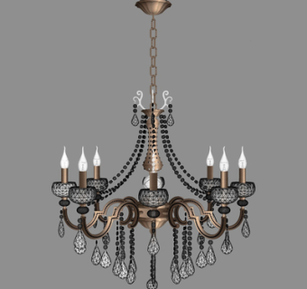 欧式烛台吊灯su模型