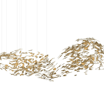 现代树叶水晶吊灯su模型