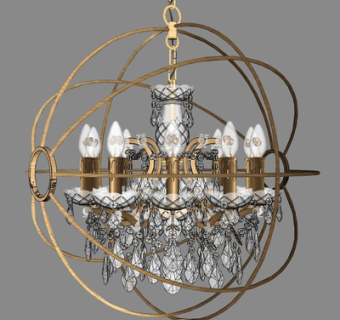 欧式金属吊灯su模型