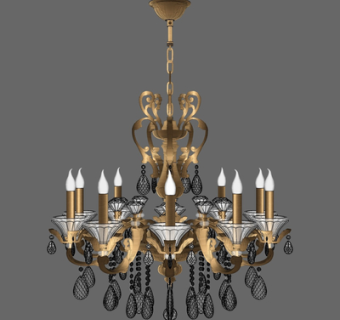 欧式烛台吊灯su模型