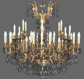 欧式金属吊灯su模型