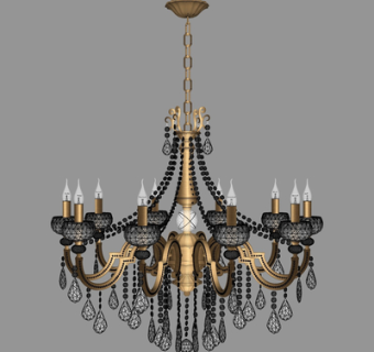 欧式金属吊灯su模型