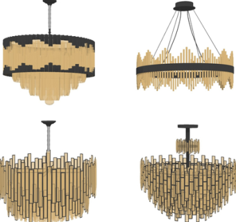 现代金属吊灯su模型
