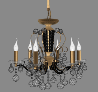 欧式金属吊灯su模型