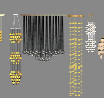 现代金属吊灯su模型