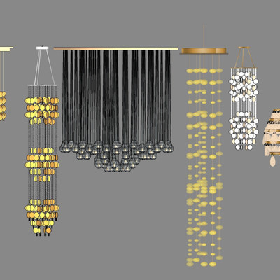 现代金属吊灯su模型