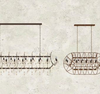 现代金属吊灯su模型
