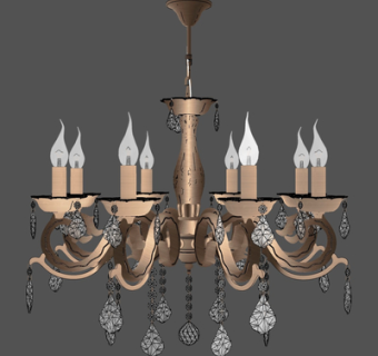 欧式烛台吊灯su模型