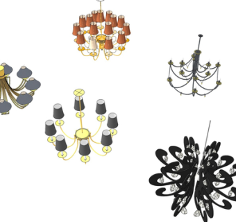 现代金属吊灯su模型