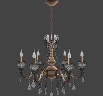 欧式烛台吊灯su模型