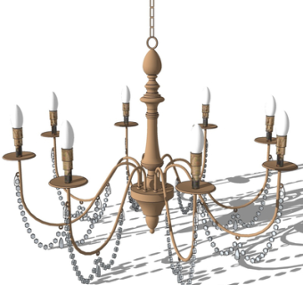 欧式金属烛台吊灯su模型