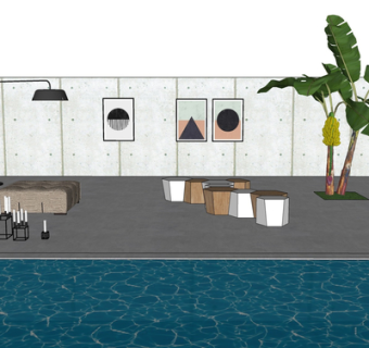 现代布艺休闲沙发su模型