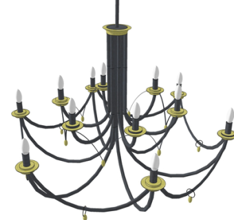 欧式烛台吊灯su模型