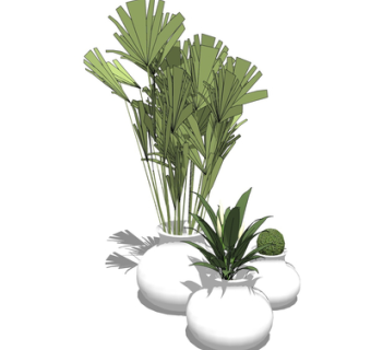 现代花瓶花卉su模型